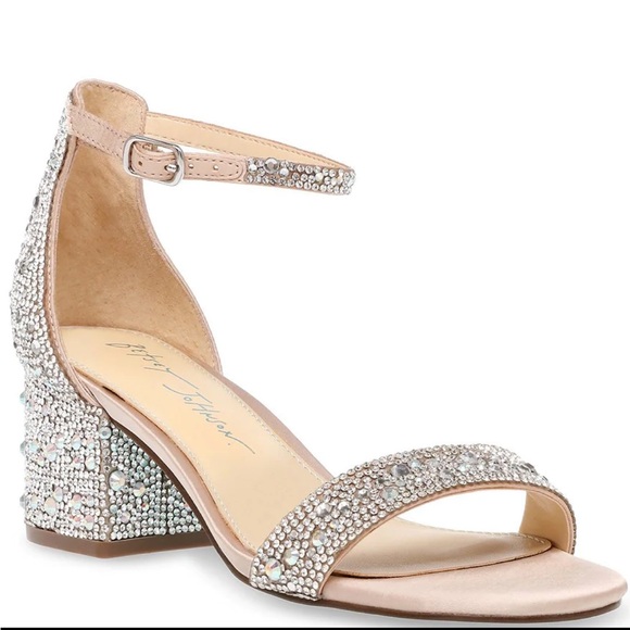 🆕📸🩵 Blue by Betsey Johnson Mari Rhinestone Block Heel Sandals - Size 9 - Picture 1 of 15